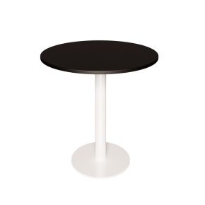 NEW Table Ronde Léon – Stratifié Uni Noir - Pied central Blanc