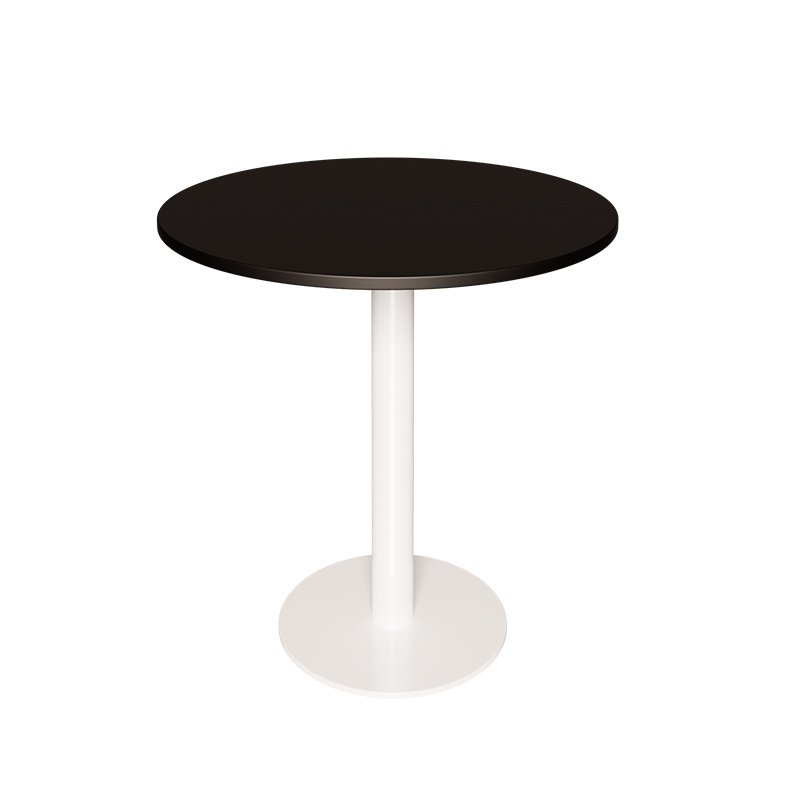 NEW Table Ronde Léon – Stratifié Uni Noir - Pied central Blanc