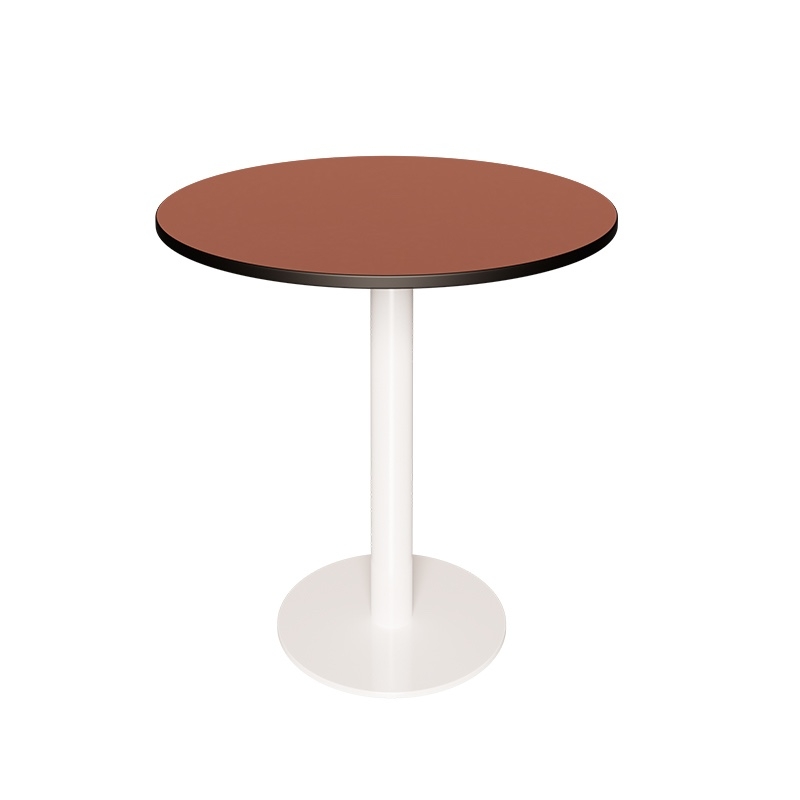 NEW Table Ronde Léon – Stratifié Uni Paprika - Pied central Blanc