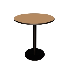 NEW Table Ronde Léon – Stratifié Uni Ocre - Pied central Noir