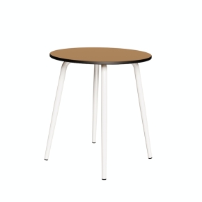 NEW Table Ronde Léon – Stratifié uni Ocre - Pieds Blancs - Ø 75 cm