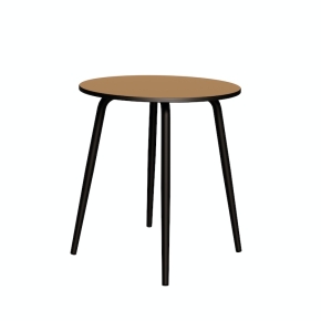 NEW Table Ronde Léon – Stratifié uni Ocre - Pieds Noirs - Ø 75 cm