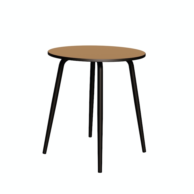 NEW Table Ronde Léon – Stratifié uni Ocre - Pieds Noirs - Ø 75 cm