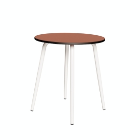 NEW Table Ronde Léon – Stratifié uni Paprika - Pieds Blancs - Ø 75 cm