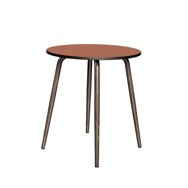 NEW Table Ronde Léon – Stratifié uni Paprika - Pieds Bruts - Ø 75 cm