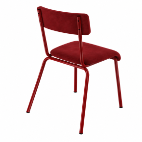 NEW Chaise d’écolier Adulte Suzie – Dossier & Assise Velours Bordeaux - Pieds Bordeaux