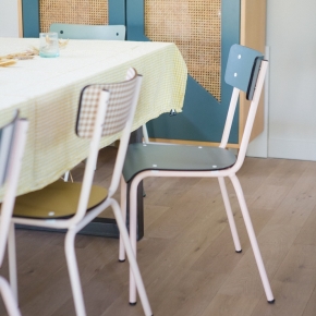 Chaise d’écolier Adulte Suzie Stratifié Dossier & Assise uni Avocado - Pieds Rose Poudré