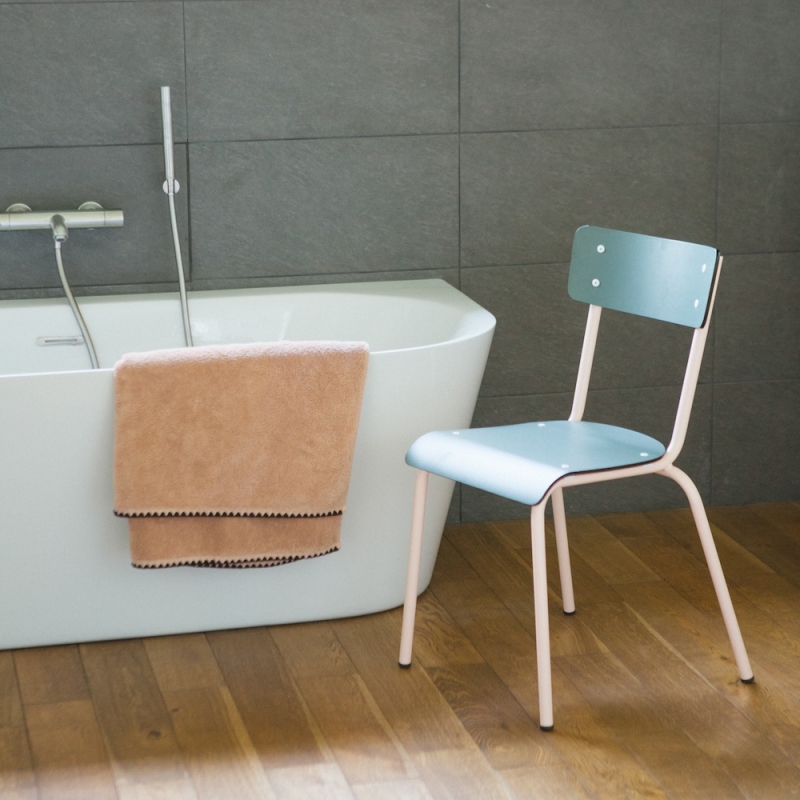 Chaise d’écolier Adulte Suzie Stratifié Dossier & Assise uni Avocado - Pieds Rose Poudré