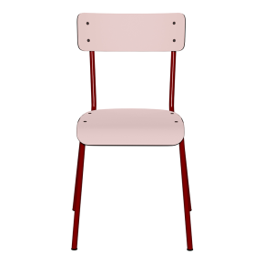 NEW Chaise d’écolier Adulte Suzie Stratifié Dossier & Assise uni Rose Poudré - Pieds Bordeaux