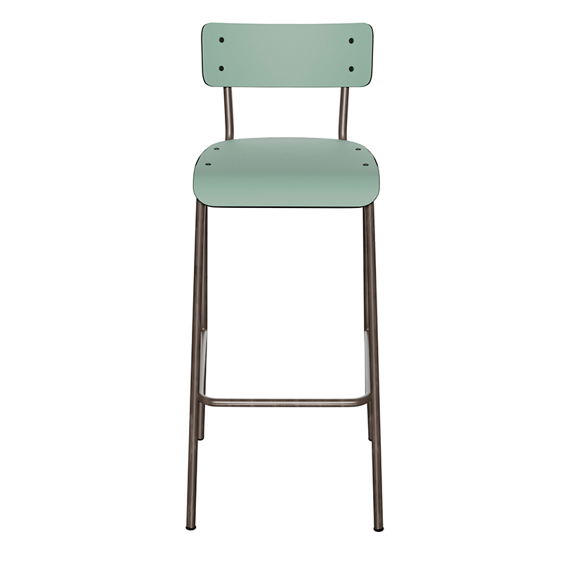 NEW Chaise de bar Suzie 75cm – Stratifié Dossier & Assise uni Kaki - Pieds Bruts