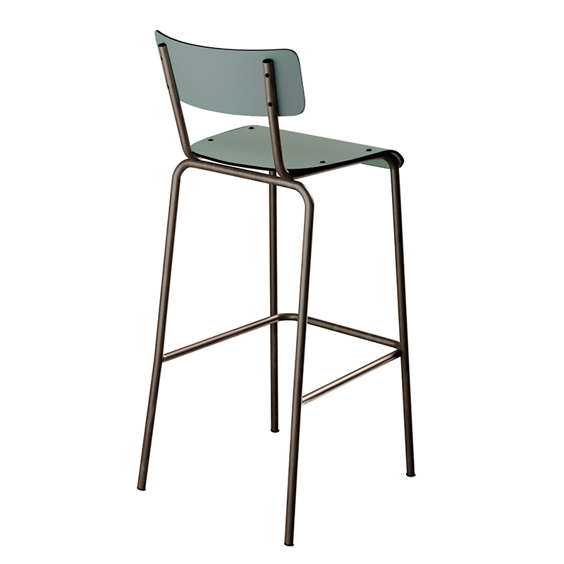 NEW Chaise de bar Suzie 75cm – Stratifié Dossier & Assise uni Kaki - Pieds Bruts