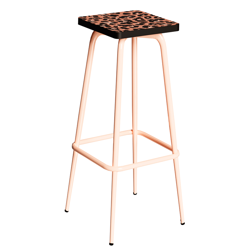 NEW Tabouret Marcel 75 cm – Imprimé Assise Graou - Pieds Rose Poudré