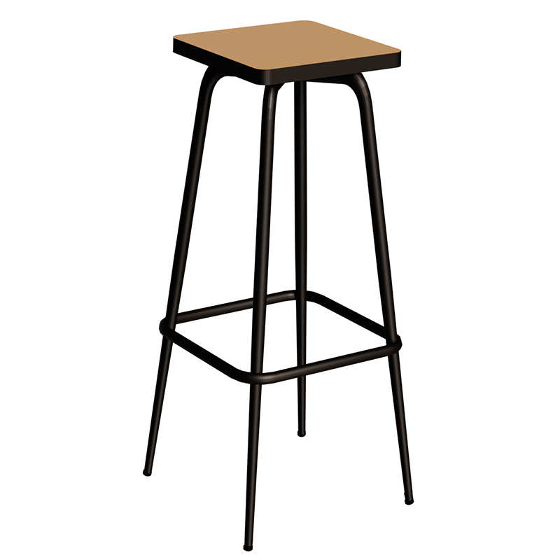 NEW Tabouret Marcel 75 cm – Stratifié Uni Assise Ocre - Pieds Noirs