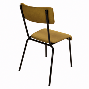 NEW Chaise d’écolier Adulte Suzie Velours Dossier & Assise Ocre - Pieds Noirs