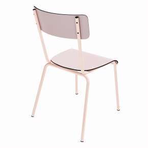 NEW Chaise d’écolier Adulte Suzie Stratifié Dossier & Assise uni Rose Poudré - Pieds Rose Poudré