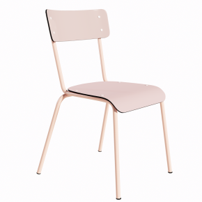 NEW Chaise d’écolier Adulte Suzie Stratifié Dossier & Assise uni Rose Poudré - Pieds Rose Poudré