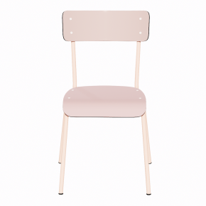 NEW Chaise d’écolier Adulte Suzie Stratifié Dossier & Assise uni Rose Poudré - Pieds Rose Poudré
