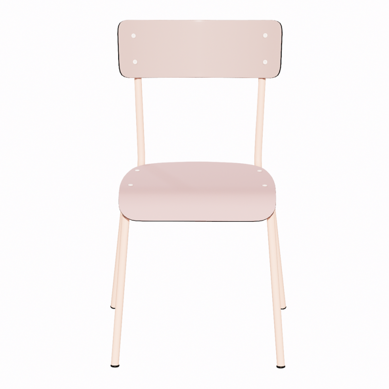 NEW Chaise d’écolier Adulte Suzie Stratifié Dossier & Assise uni Rose Poudré - Pieds Rose Poudré
