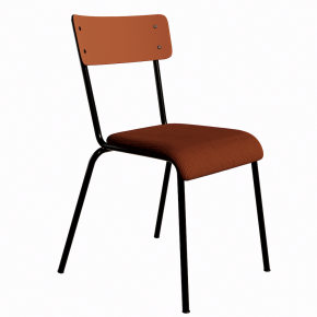 NEW Chaise d’écolier Adulte Suzie bi-matière Dossier Paprika & Assise Velours côtelé Paprika - Pieds Noirs