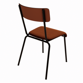 NEW Chaise d’écolier Adulte Suzie bi-matière Dossier Paprika & Assise Velours côtelé Paprika - Pieds Noirs