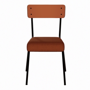 NEW Chaise d’écolier Adulte Suzie bi-matière Dossier Paprika & Assise Velours côtelé Paprika - Pieds Noirs