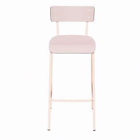 NEW Chaise de Bar Suzie 75cm – Stratifié Dossier & Assise uni Rose Poudré - Pieds Rose Poudré