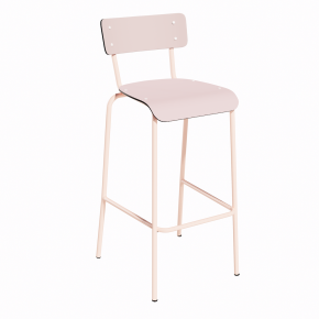 NEW Chaise de Bar Suzie 75cm – Stratifié Dossier & Assise uni Rose Poudré - Pieds Rose Poudré