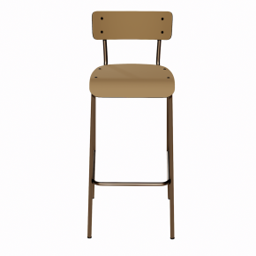 NEW Chaise de bar Suzie 75cm – Stratifié Dossier & Assise uni Ocre - Pieds Bruts