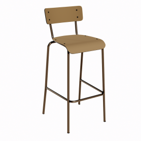 NEW Chaise de bar Suzie 75cm – Stratifié Dossier & Assise uni Ocre - Pieds Bruts