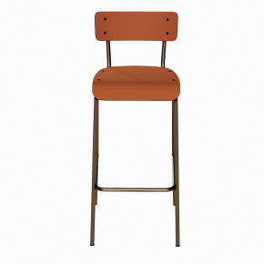 NEW Chaise de bar Suzie 75cm – Stratifié Dossier & Assise uni Paprika - Pieds Bruts