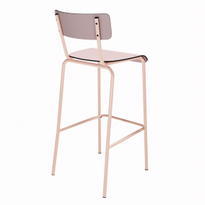 NEW Chaise de Bar Suzie 75cm – Stratifié Dossier & Assise uni Rose Poudré - Pieds Rose Poudré