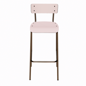 NEW Chaise de bar Suzie 75cm – Stratifié Dossier & Assise uni Rose Poudré - Pieds Bruts