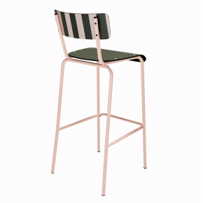 NEW Chaise de bar Suzie 75cm - Dossier Stratifié imprimé French Riviera & Assise stratifié uni Avocado - Pieds Rose Poudré
