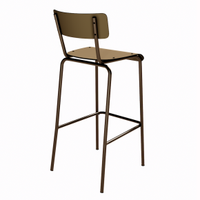 NEW Chaise de bar Suzie 75cm – Stratifié Dossier & Assise uni Ocre - Pieds Bruts