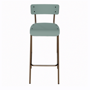 NEW Chaise de bar Suzie 65cm – Stratifié Dossier & Assise uni Kaki - Pieds Bruts