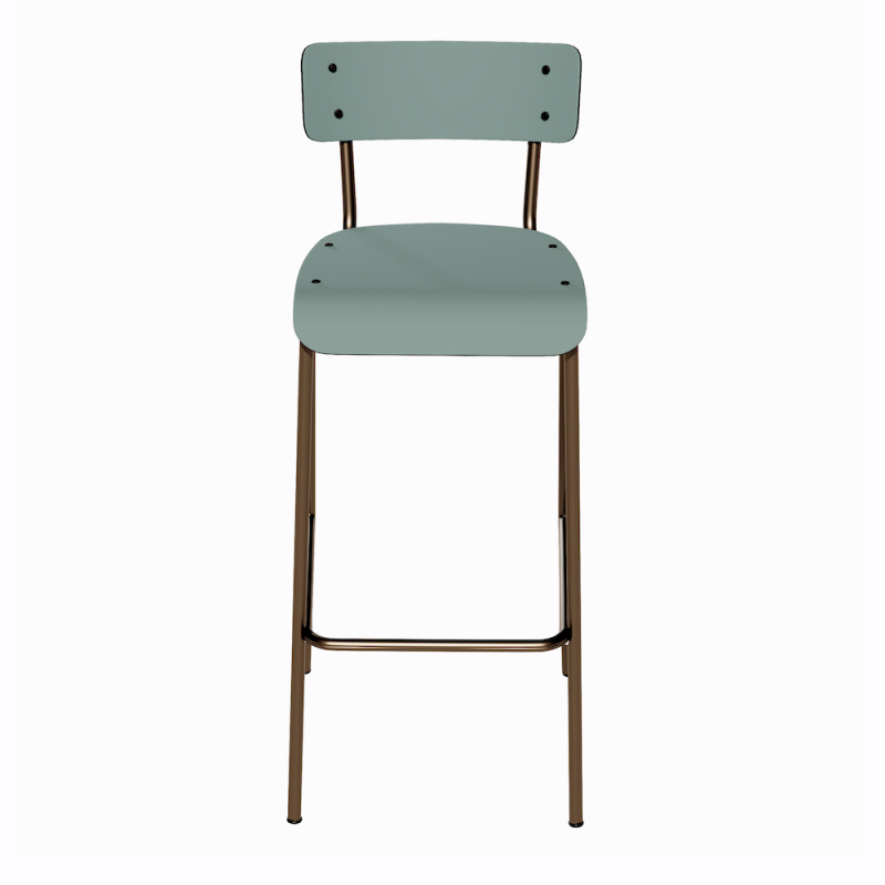 NEW Chaise de bar Suzie 65cm – Stratifié Dossier & Assise uni Kaki - Pieds Bruts