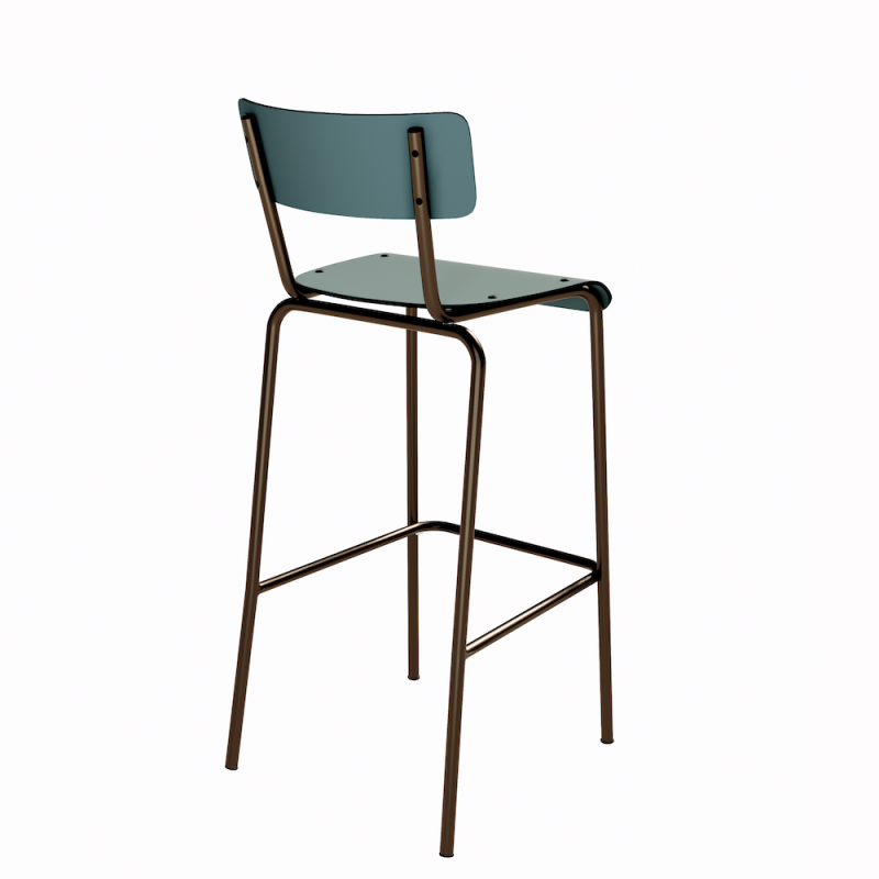 NEW Chaise de bar Suzie 65cm – Stratifié Dossier & Assise uni Kaki - Pieds Bruts