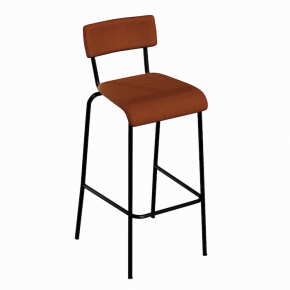 NEW Chaise de bar Suzie 65cm - Velours côtelé Dossier & Assise Paprika - Pieds Noirs