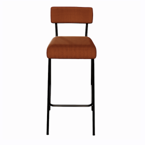 NEW Chaise de bar Suzie 65cm - Velours côtelé Dossier & Assise Paprika - Pieds Noirs
