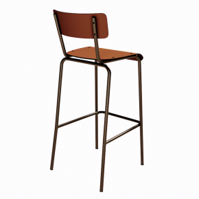 NEW Chaise de bar Suzie 75cm – Stratifié Dossier & Assise uni Paprika - Pieds Bruts