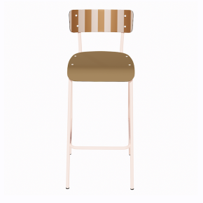 NEW Chaise de bar Suzie 65cm - Dossier Stratifié imprimé French Riviera & Assise stratifié uni Ocre - Pieds Rose Poudré