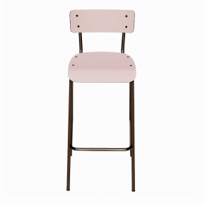 NEW Chaise de bar Suzie 65cm – Stratifié Dossier & Assise uni Rose Poudré - Pieds Bruts