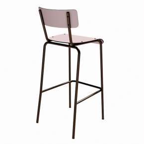 NEW Chaise de bar Suzie 75cm – Stratifié Dossier & Assise uni Rose Poudré - Pieds Bruts