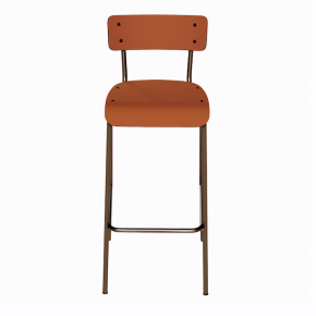 NEW Chaise de bar Suzie 65cm – Stratifié Dossier & Assise uni Paprika - Pieds Bruts
