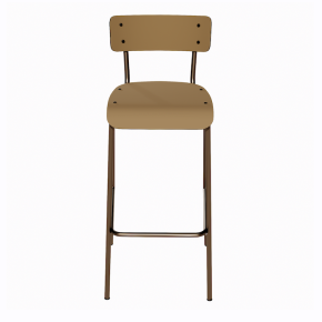 NEW Chaise de bar Suzie 65cm – Stratifié Dossier & Assise uni Ocre - Pieds Bruts