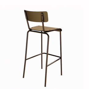 NEW Chaise de bar Suzie 65cm – Stratifié Dossier & Assise uni Ocre - Pieds Bruts