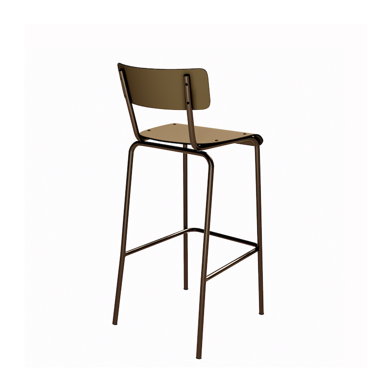 NEW Chaise de bar Suzie 65cm – Stratifié Dossier & Assise uni Ocre - Pieds Bruts