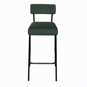 NEW Chaise de bar Suzie 65cm - Velours côtelé Dossier & Assise Vert Forêt - Pieds Noirs