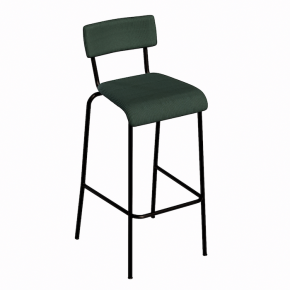 NEW Chaise de bar Suzie 65cm - Velours côtelé Dossier & Assise Vert Forêt - Pieds Noirs