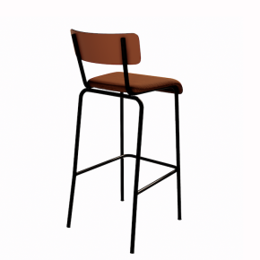 NEW Chaise de bar Suzie 65cm – Bi-matière Dossier Paprika & Assise Velours côtelé Paprika - Pieds Noirs